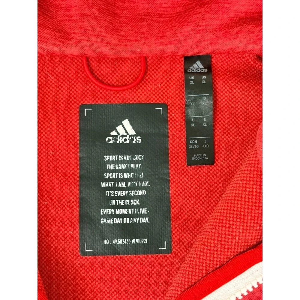 Adidas Real Madrid Z.N.E.Full‎ Zip Hoodie Heathered Red Polyester Blend Size XL